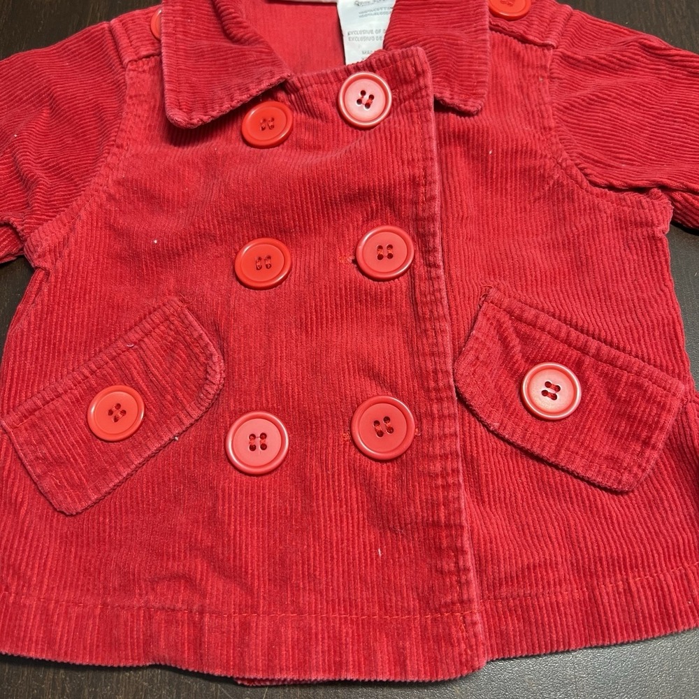 Vintage Cradle Togs Girls Size 3–6M Red Corduroy Pea Coat Style‎ Jacket Y2K